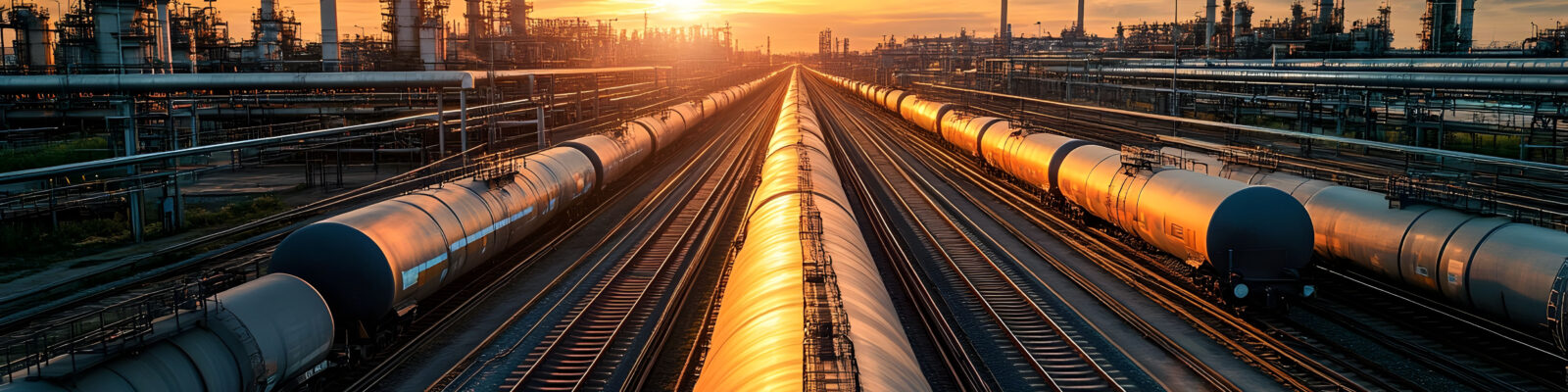 Railcars Filled with Petrochemical Products Being Transported Th