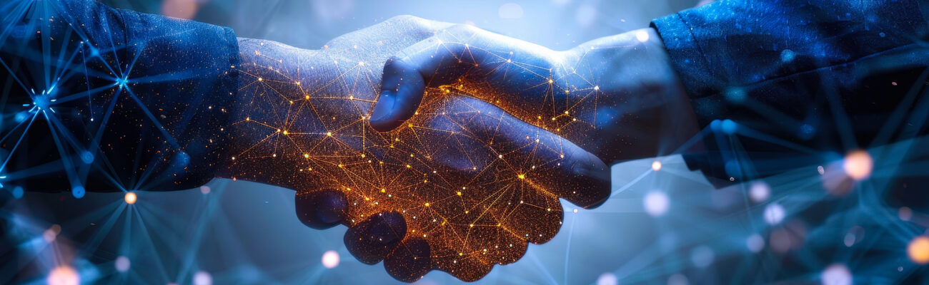 Business Network Concept with Customer Support and Handshake, Di
