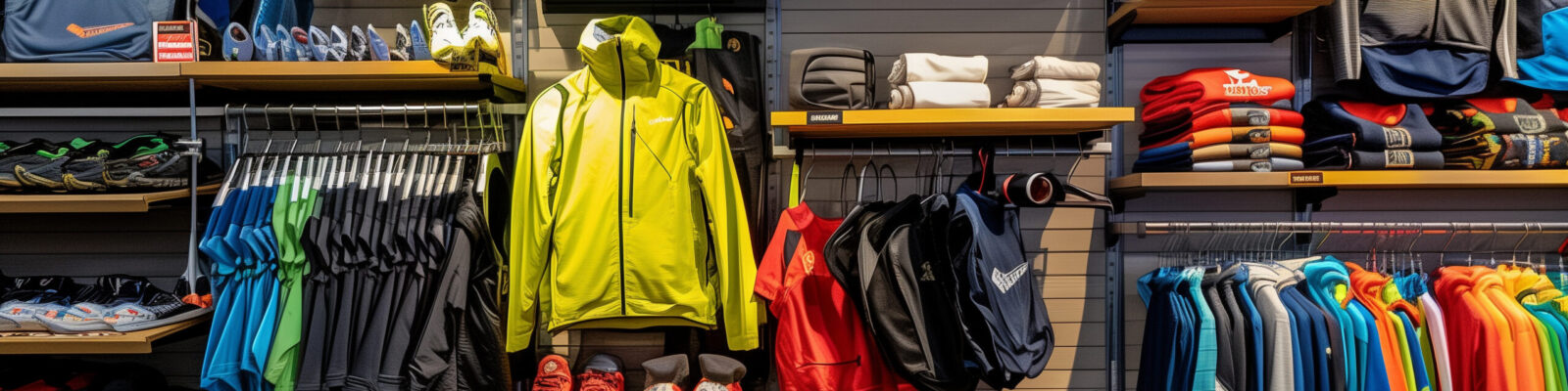 Sports Clothing and Gear Display in Retail Store
